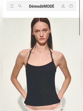 Black Halter Strap Tank Top DemodeMODE